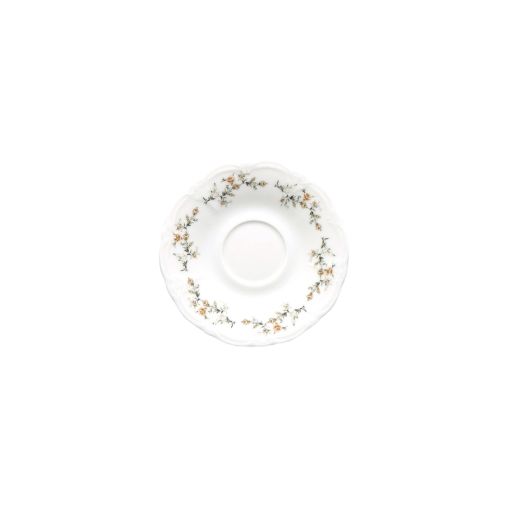 Soucoupe à café RETRO BROWN FLOWER Ø140mm Porcelaine Blanc - Henri Julien