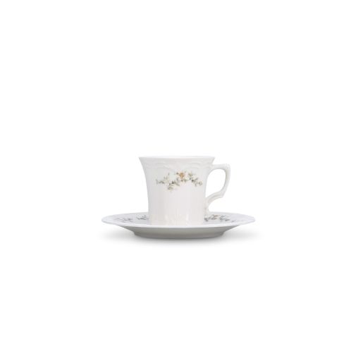 Tasse à thé RETRO BROWN FLOWER 20cl Ø81xh80mm Porcelaine Blanc - Henri Julien