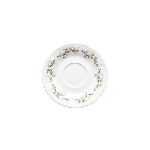 Soucoupe à thé RETRO BROWN FLOWER Ø165mm Porcelaine Blanc - Henri Julien