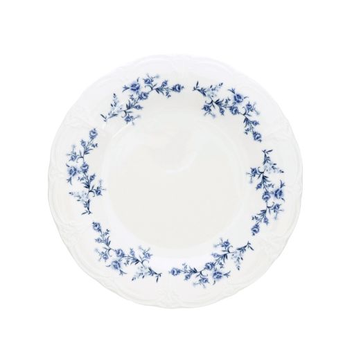 Assiette plate RETRO BLUE FLOWER Ø275mm Porcelaine Blanc - Henri Julien