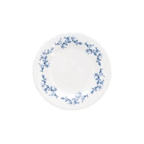 Assiette plate RETRO BLUE FLOWER Ø205mm Porcelaine Blanc - Henri Julien