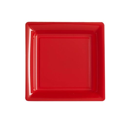 12 Assiettes Carrée Lunch 24x24 Rouge - Henri Julien