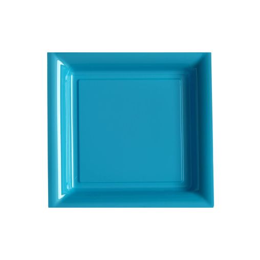 12 Assiettes Carrée Lunch 24x24 Turquoise - Henri Julien