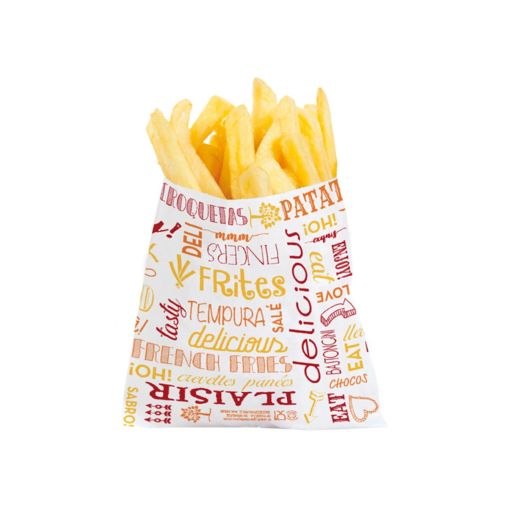 1000 Sachets à frites PAROLE 120x120mm 35g/m² Papier ingraissable Blanc - Henri Julien