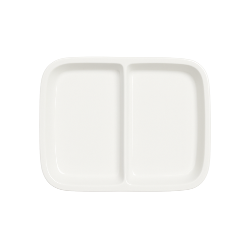 Assiette hospitalière 2 compartiments Porcelaine 275x215mm Blanc -  Fond thermique - Henri Julien