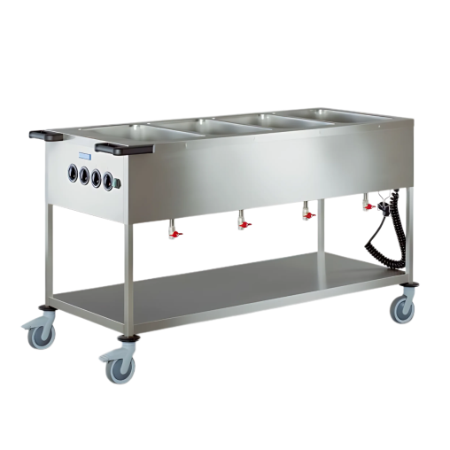 Chariot Bain-Marie chauffant 4 cuves GN1/1 Hupfer - Henri Julien